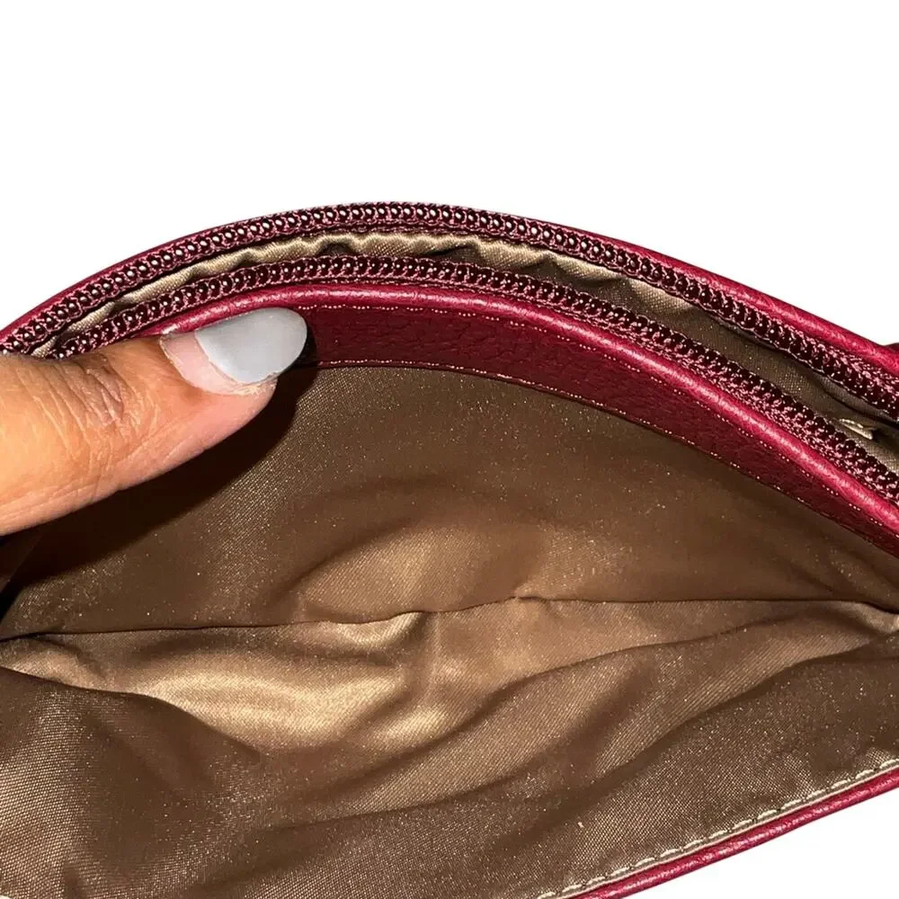 Coach Vintage Burgundy Pebbled Leather Park Medium Wristlet Wallet F51683 EUC